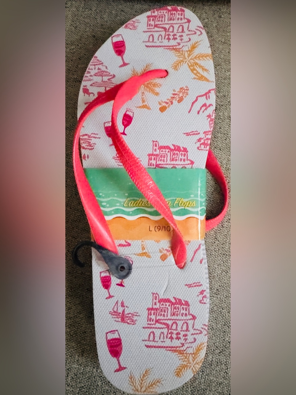Gina Group-Coastal Beach Summer Vibe Coral Strap Printed Flip Flops